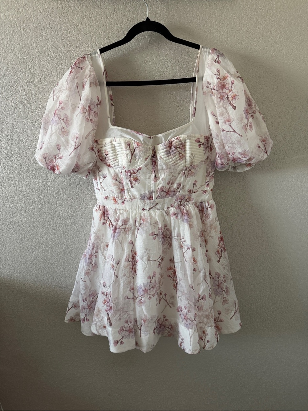 Bardot White Mini Dress with Pink Floral Print - Picture 2 of 4